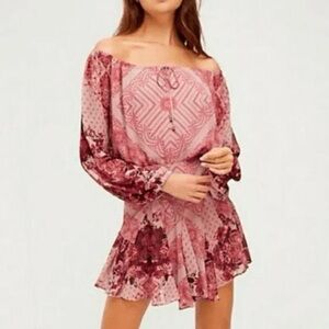 Free people Floral Off-Shoulder boho mini  Dress